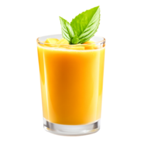 Refreshing Mango Beverage with Basil Garnish in Glass Container png