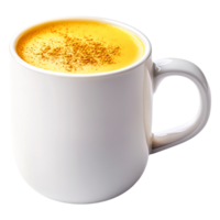 Creamy Turmeric Latte in a Simple White Mug with Cinnamon Sprinkle png