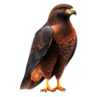 Realistic Illustration of a Majestic Brown Hawk on Black Background png