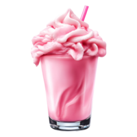 Strawberry Milkshake with Whipped Cream and Straw Pink Color png