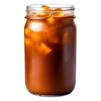 Refreshing Cold Brew Coffee in Glass Jar with Ice Cubes png
