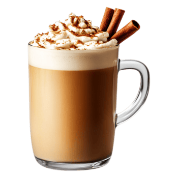 cremig Kaffee Getränk mit ausgepeitscht Sahne und Zimt Stöcke png