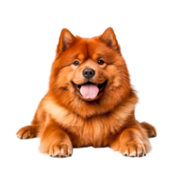 Fluffy Red Dog Relaxing on a Solid Background with a Happy Expression png