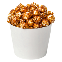 Delicious Caramel Popcorn in a White Container Ready to Enjoy png