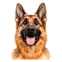 Happy German Shepherd Face with Tongue Out and Bright Eyes png