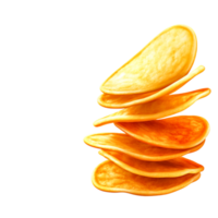 Stack of Crispy Round Potato Snacks Against a Plain Background png