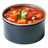 Fresh Vegetable Soup in a Black Container with Garnish png