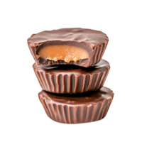 Chocolate Candy with Soft Caramel Filling Stacked on a png