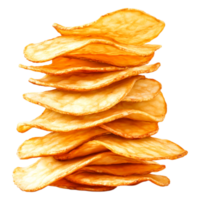 Stack of Crispy Potato Chips with Golden Brown Color and Texture png