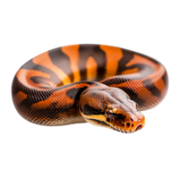 Vibrant Burmese Python Curled in Intricate Patterns and Colors png