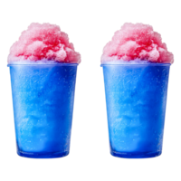 Refreshing Blue Raspberry and Strawberry Slushie in Clear Cups png