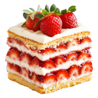 Fresh Strawberry Layered Cake with Cream and Berries Topping png