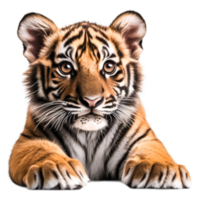 Majestic Tiger Cub resting and looking directly at the viewer png