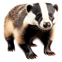closeup of a playful badger with striking black and white markings png
