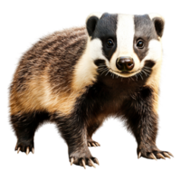 Cute Badger with Striking Coat Posing in Natural Setting png