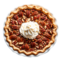 Delicious Pecan Pie with Whipped Cream on Top Against png