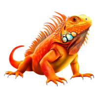 Bright Orange Iguana with Detailed Scales Displaying Vibrant Colors png