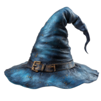 Weathered blue wizard hat with a crooked tip symbolizing magic and the mystical aura of enchanting fantasy realms png