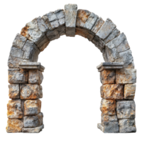 Ancient stone arch with rugged edges and a crumbling structure showing signs of history and oldworld architectural charm png