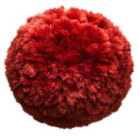 A fluffy red pompom with soft dense fibers and a round shape symbolizing coziness and the playful texture of a cheerful decorative accent png