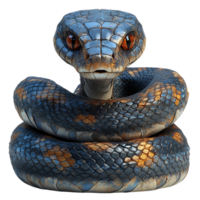 Coiled blue and orange snake exudes alertness and the mystique of natures predators png