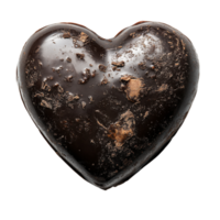 Heartshaped piece of dark chocolate with a rich glossy texture and rustic imperfections symbolizing love passion and the timeless delight of fine confectionery png