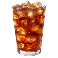 Glass of iced cola with fizzing bubbles goldenbrown color and floating ice cubes representing refreshment enjoyment and the crisp invigorating taste of a carbonated beverage served chilled and fizzy png