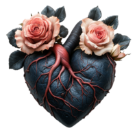 Artistic human heart adorned with roses symbolizes love and the depth of human emotion png