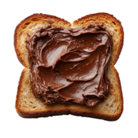 Slice of toasted bread with creamy chocolate spread on top symbolizing sweetness indulgence and the comforting taste of a delicious breakfast treat png