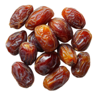 Pile of shiny brown dates with a smooth wrinkled surface and plump texture symbolizing energy nourishment and the naturally sweet delight of dried fruits png
