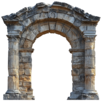 Grand and ancient stone archway with intricate carvings and a weathered look symbolizes history strength and the enduring beauty of classical architecture png
