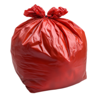 Red trash bag symbolizing efficient waste management bold color and a practical solution for clean spaces png