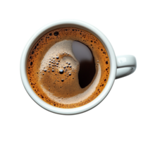 Cup of espresso with frothy crema on top symbolizing warmth energy and the comforting aroma that awakens the senses and fuels the start of a productive day png