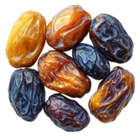 Pile of glossy dates in varying shades of brown and golden tones symbolizing nourishment and the rich taste of natures candy png