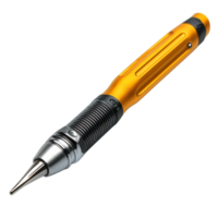 Sturdy yellow and black mechanical screwdriver with a textured grip and a sharp metal tip designed for precision durability and efficient tool work in construction and repairs png