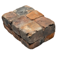 Rustic stack of old bricks with worn edges reflects history and sturdy construction png