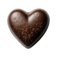 Shiny dark chocolate heart with a dusting of cocoa powder exudes richness and indulgence with every bite png