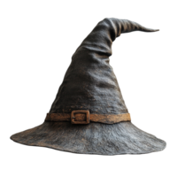 Pointy black witch hat with a crooked tip brings magical vibes to any costume png