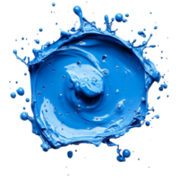 Splatter of vibrant blue liquid forming a dynamic shape symbolizing energy creativity and theistic expression of color movement and abstract design png