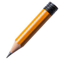 Short sharpened wooden pencil with a bright yellow body and a graphite tip represents creativity and the simple practicality of a timeless writing tool png