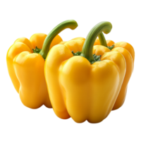 Bright yellow bell peppers with a fresh green stem have a smooth and glossy surface making them a colorful and nutritious choice for cooking and salads png