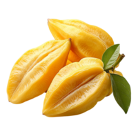 Ripe yellow star fruits with a smooth waxy texture and fresh green leaves look juicy and exotic making them a delicious and refreshing tropical delight png