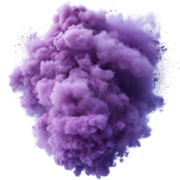 Billowing purple powder cloud dispersing in the air symbolizing energy and the vibrant essence ofistic expression png