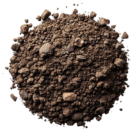 Pile of rich dark soil with a crumbly texture and scattered particles representing fertility agriculture and the foundational role of earth in plant growth and cultivation png