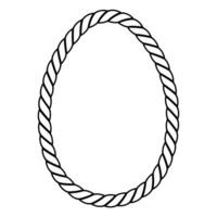Egg line drawing, egg contours shape rope frame vector