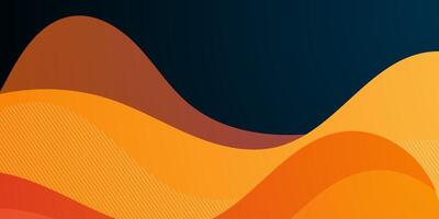 Abstract colorful orange wave on dark blue color background. Fluid shapes wave pattern design. vector