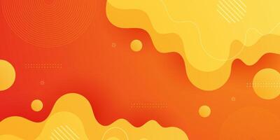 Abstract 3D bright colorful orange and yellow wave banner background. Fluid liquid pattern design. vector