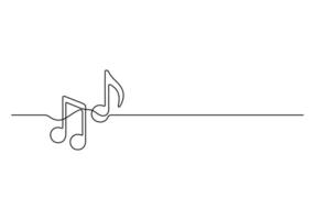 Continuous single line drawing of music notes and treble clef. Graphic illustration vector