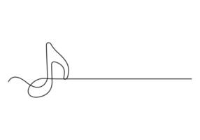 Continuous one line drawing of music notes and treble clef. Graphic illustration vector