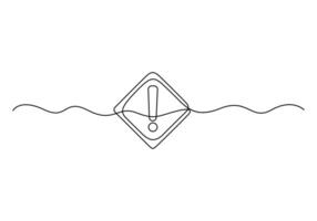Danger sign alert continuous single line drawing graphic illustration vector
